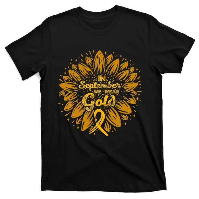 In September We Wear Gold Ribbon Childhood Cancer Awareness T-Shirt