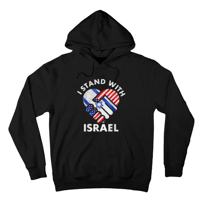 I Stand With Israel USA American Flag with Israel Flag Hoodie