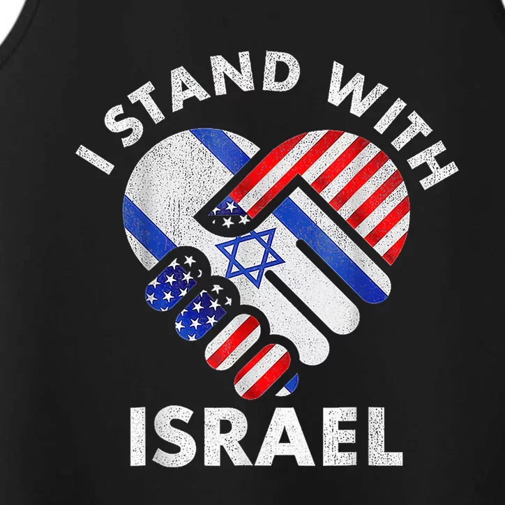 I Stand With Israel USA American Flag with Israel Flag Performance Tank