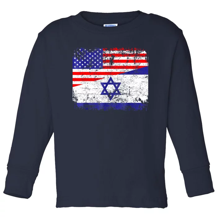 I Stand With Israel Pray For Israel Us Israel Flag Toddler Long Sleeve Shirt