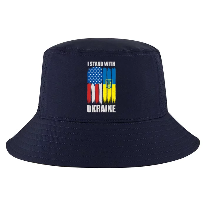 I Stand With Ukraine Painted USA Ukrainian Flags Cool Comfort Performance Bucket Hat