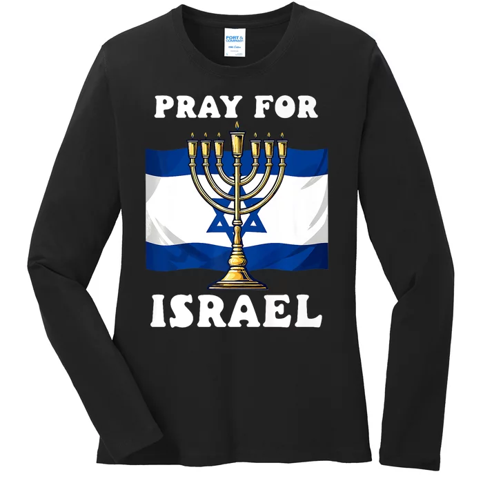 I Stand With Israel Support Israel Strong Israeli Flag Ladies Long Sleeve Shirt