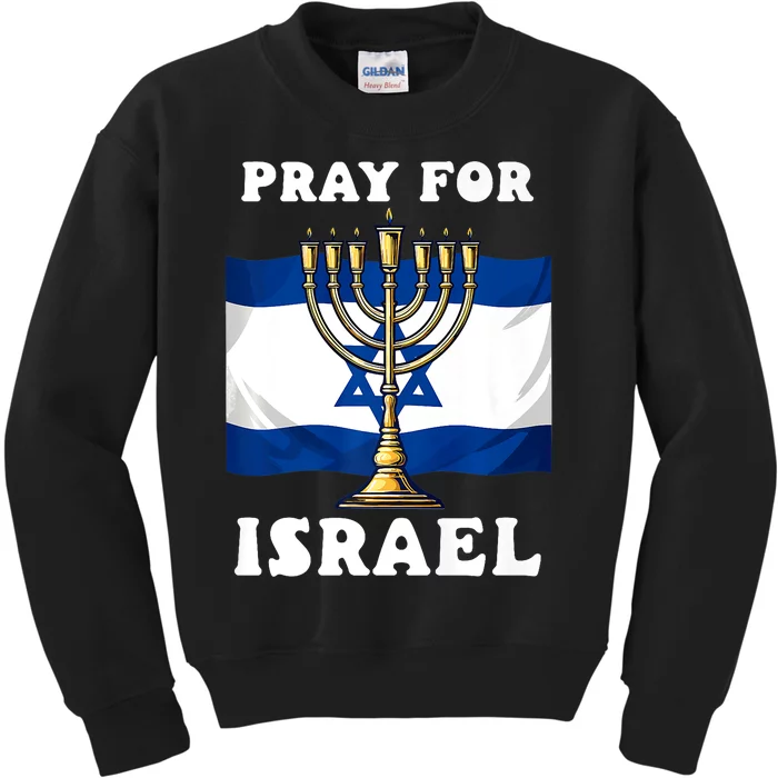 I Stand With Israel Support Israel Strong Israeli Flag Kids Sweatshirt