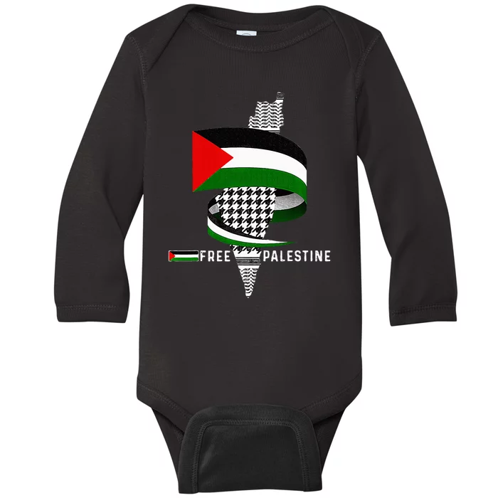 I Stand With Palestine For Their Freedom Free Palestine Baby Long Sleeve Bodysuit