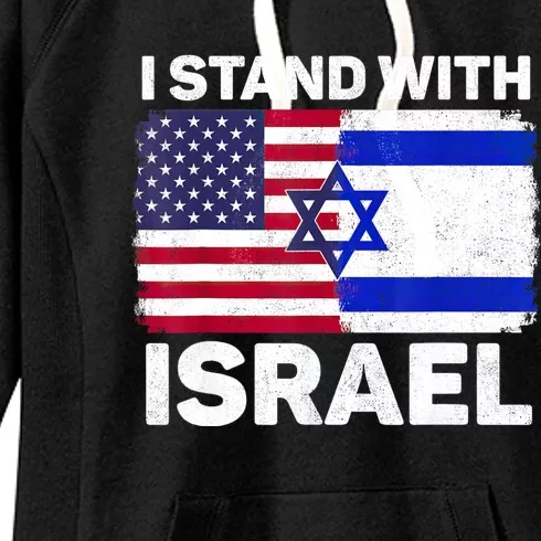 I Stand With Israel Usa American Flag With Israel Flag Women's Fleece Hoodie