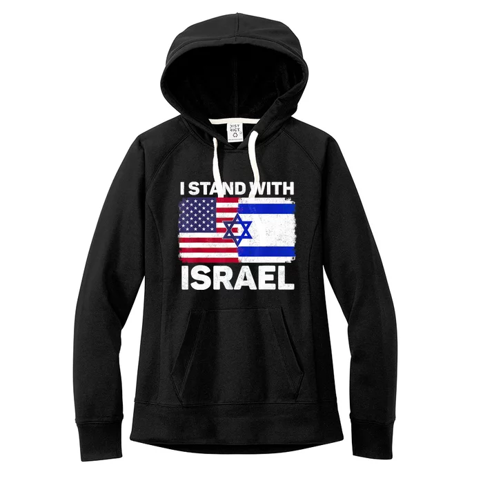 I Stand With Israel Usa American Flag With Israel Flag Women's Fleece Hoodie