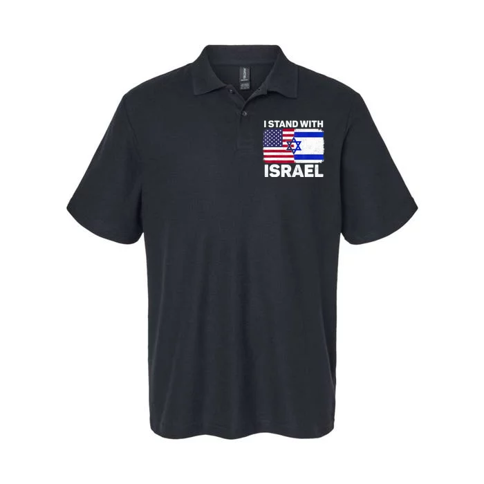 I Stand With Israel Usa American Flag With Israel Flag Softstyle Adult Sport Polo