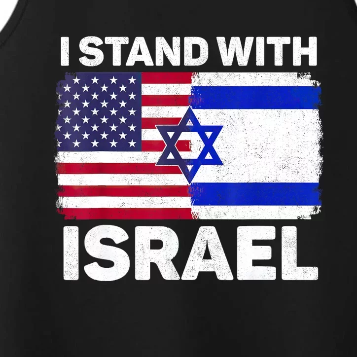 I Stand With Israel Usa American Flag With Israel Flag Performance Tank