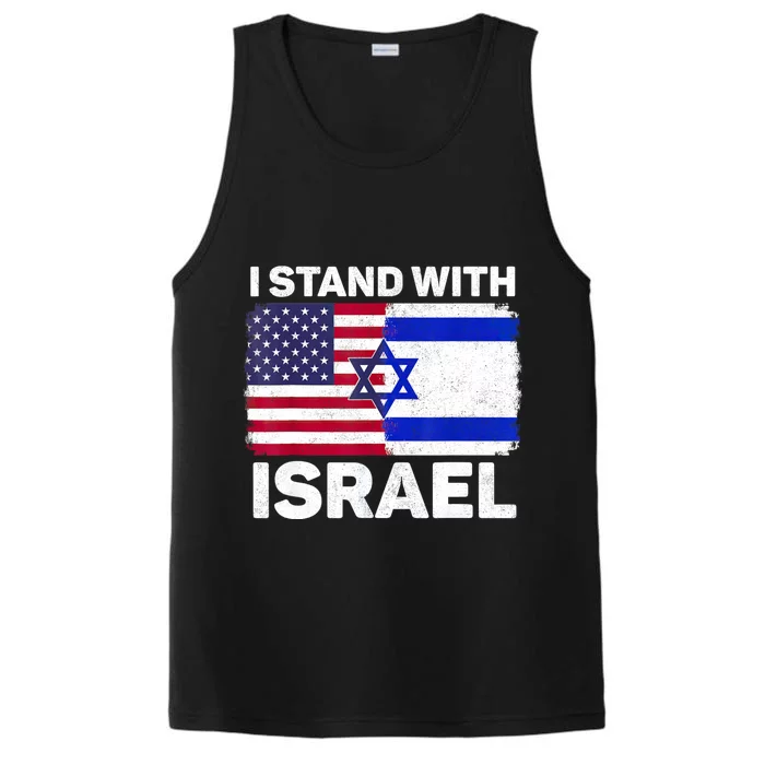 I Stand With Israel Usa American Flag With Israel Flag Performance Tank