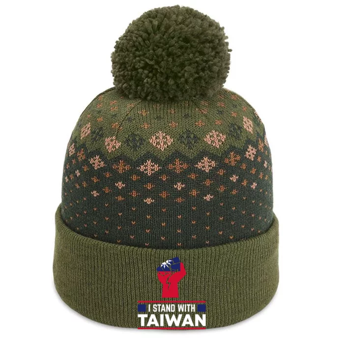 I Stand With Taiwan Raised Fist Gift The Baniff Cuffed Pom Beanie