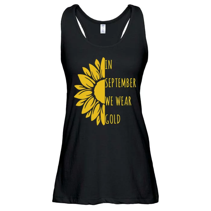 In September We Wear Gold Childhood Cancer Sunflower Ladies Essential Flowy Tank