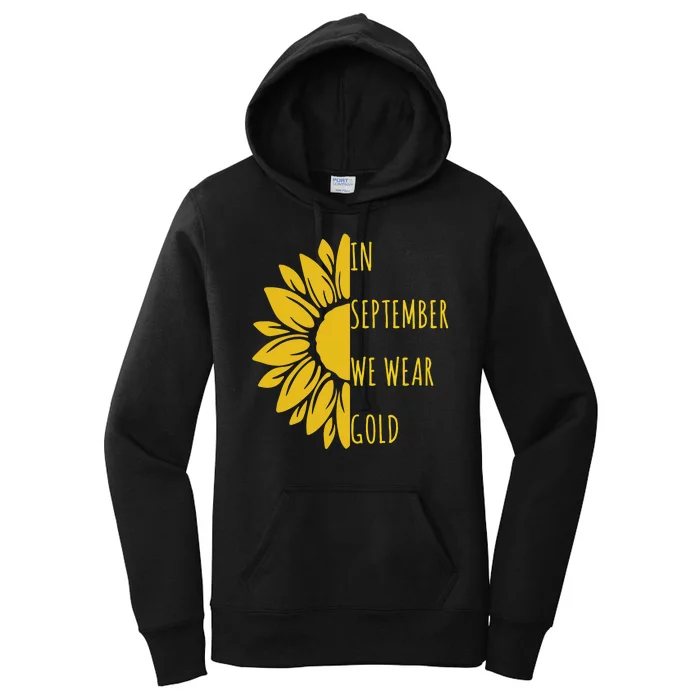 In September We Wear Gold Childhood Cancer Sunflower Women's Pullover Hoodie