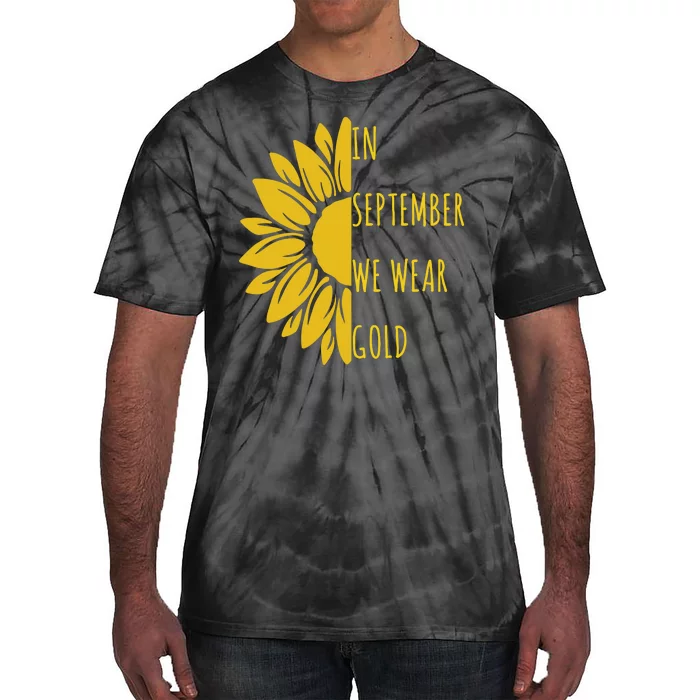 In September We Wear Gold Childhood Cancer Sunflower Tie-Dye T-Shirt