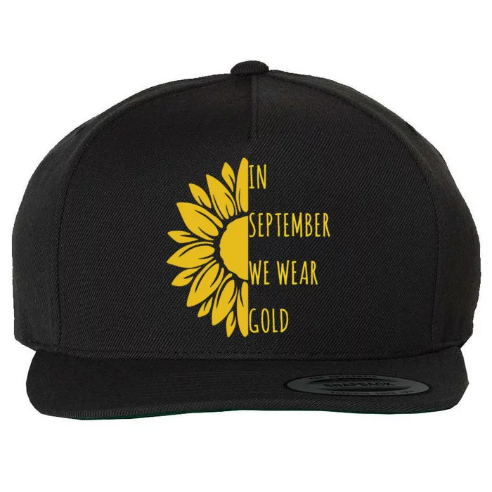 In September We Wear Gold Childhood Cancer Sunflower Wool Snapback Cap