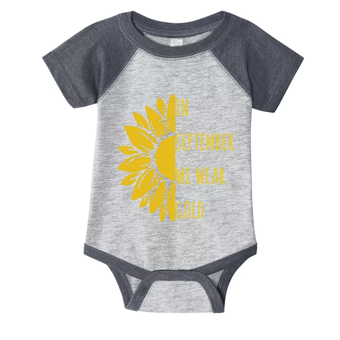 In September We Wear Gold Childhood Cancer Sunflower Infant Baby Jersey Bodysuit