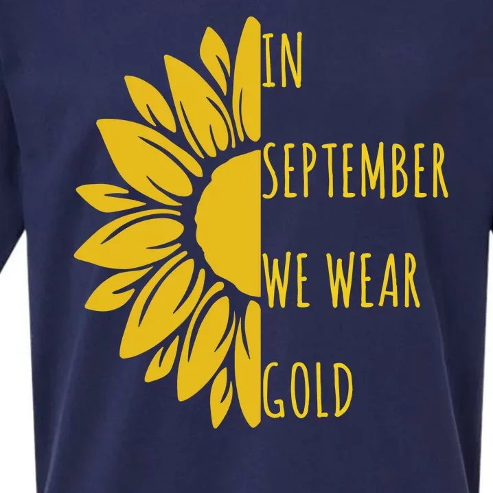 In September We Wear Gold Childhood Cancer Sunflower Sueded Cloud Jersey T-Shirt