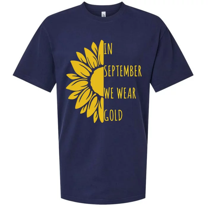 In September We Wear Gold Childhood Cancer Sunflower Sueded Cloud Jersey T-Shirt