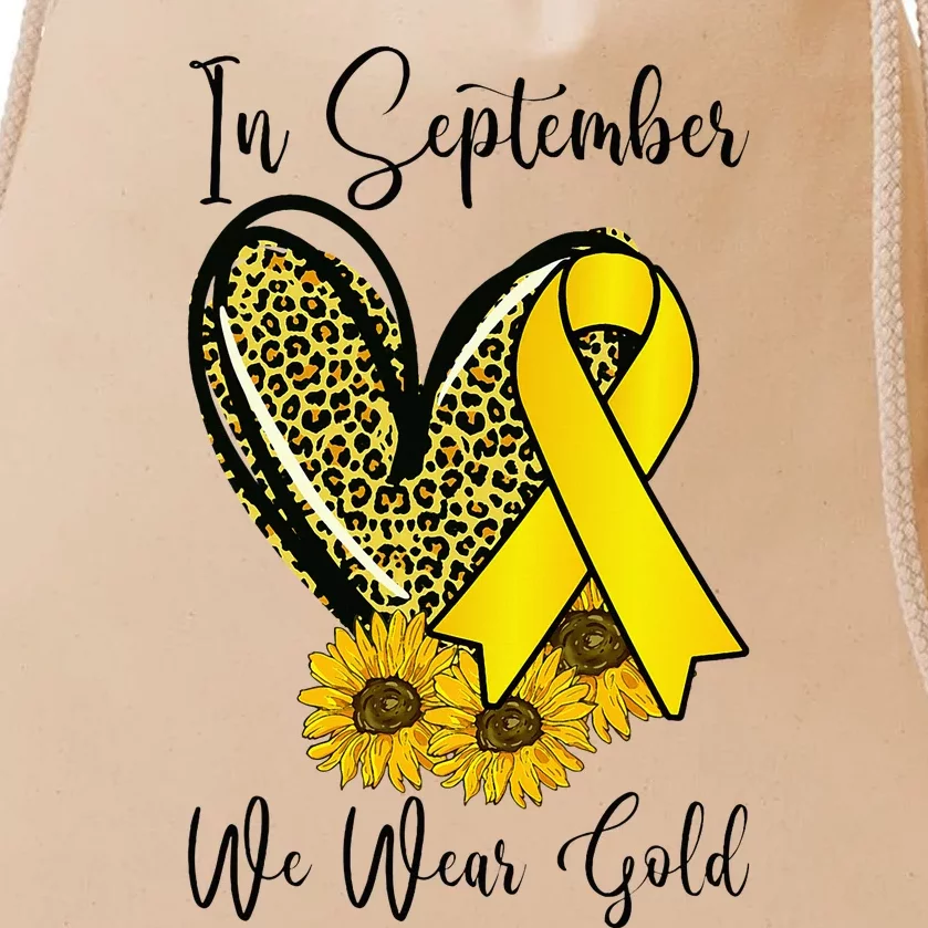 In September We Wear Gold Childhood Cancer Awareness Ribbon Drawstring Bag