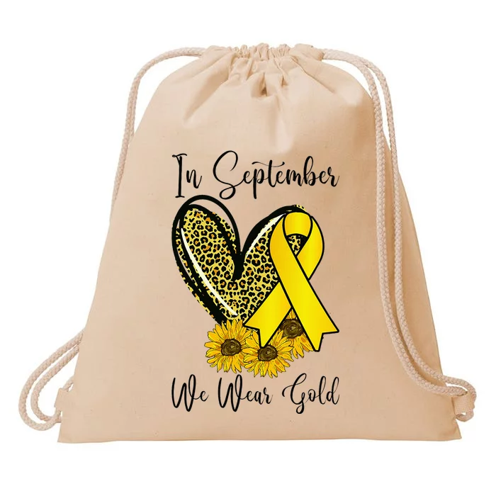 In September We Wear Gold Childhood Cancer Awareness Ribbon Drawstring Bag