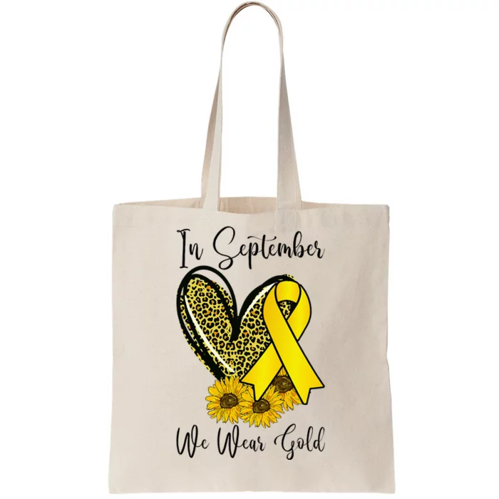 In September We Wear Gold Childhood Cancer Awareness Ribbon Tote Bag