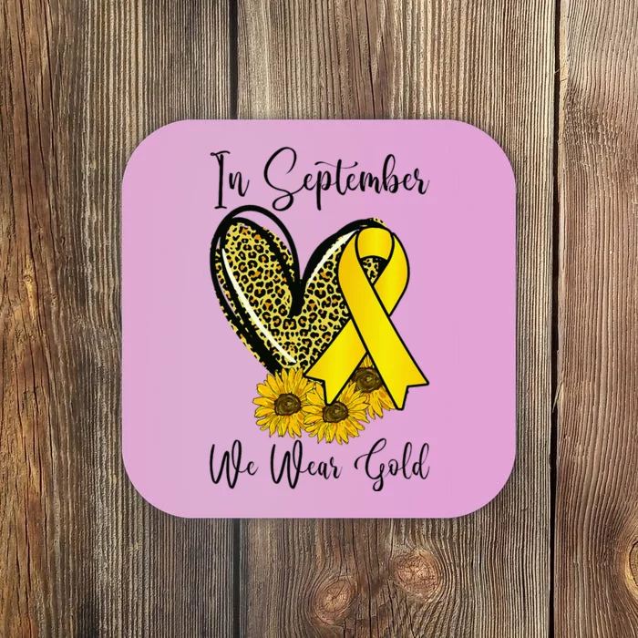 In September We Wear Gold Childhood Cancer Awareness Ribbon Coaster