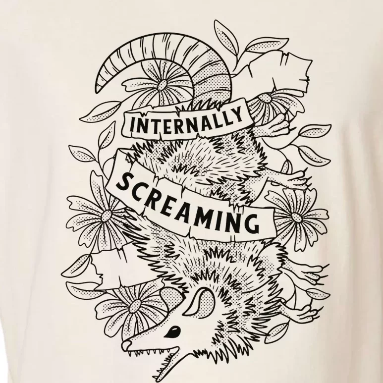 Internally Screaming Weird Sarcastic Funny Opossum Possum Garment-Dyed Women's Muscle Tee