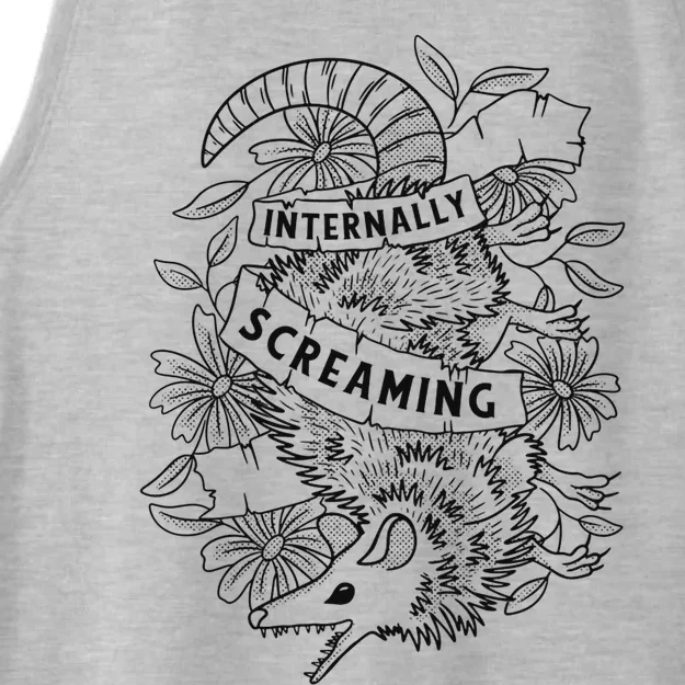 Internally Screaming Weird Sarcastic Funny Opossum Possum Ladies Tri-Blend Wicking Tank