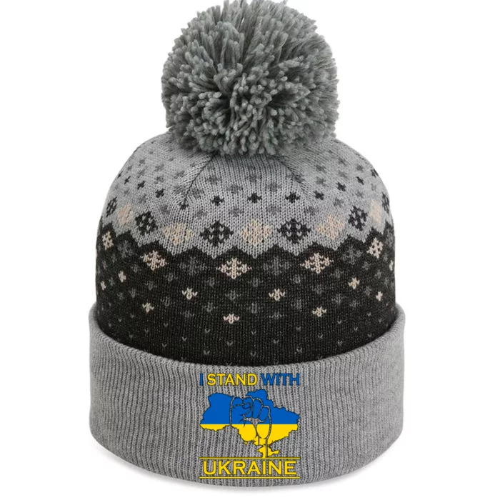 I Stand With Ukraine Map The Baniff Cuffed Pom Beanie