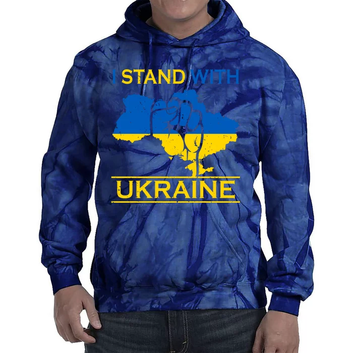 I Stand With Ukraine Map Tie Dye Hoodie