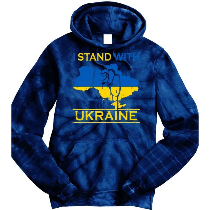 I Stand With Ukraine Map Tie Dye Hoodie