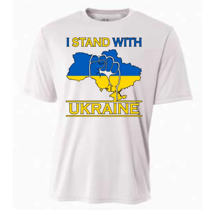 I Stand With Ukraine Map Cooling Performance Crew T-Shirt