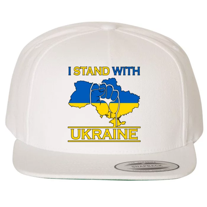 I Stand With Ukraine Map Wool Snapback Cap