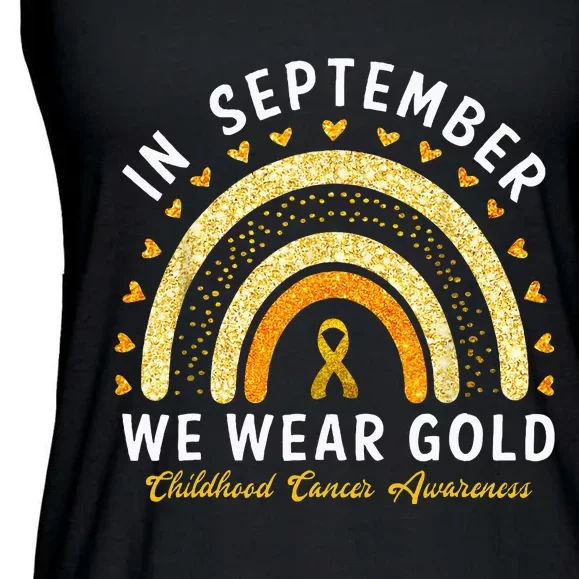 In September We Wear Gold Childhood Cancer Awareness Ladies Essential Flowy Tank