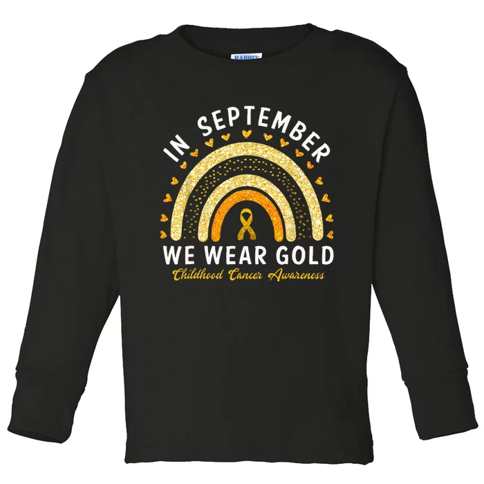 In September We Wear Gold Childhood Cancer Awareness Toddler Long Sleeve Shirt