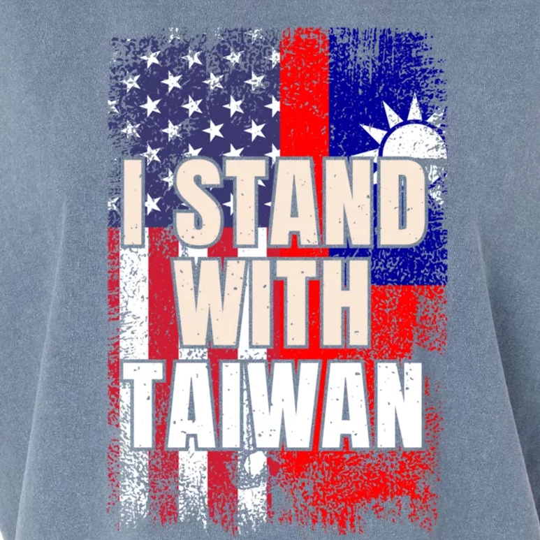 I Stand With Taiwan American Usa Flag Meaningful Gift Garment-Dyed Women's Muscle Tee