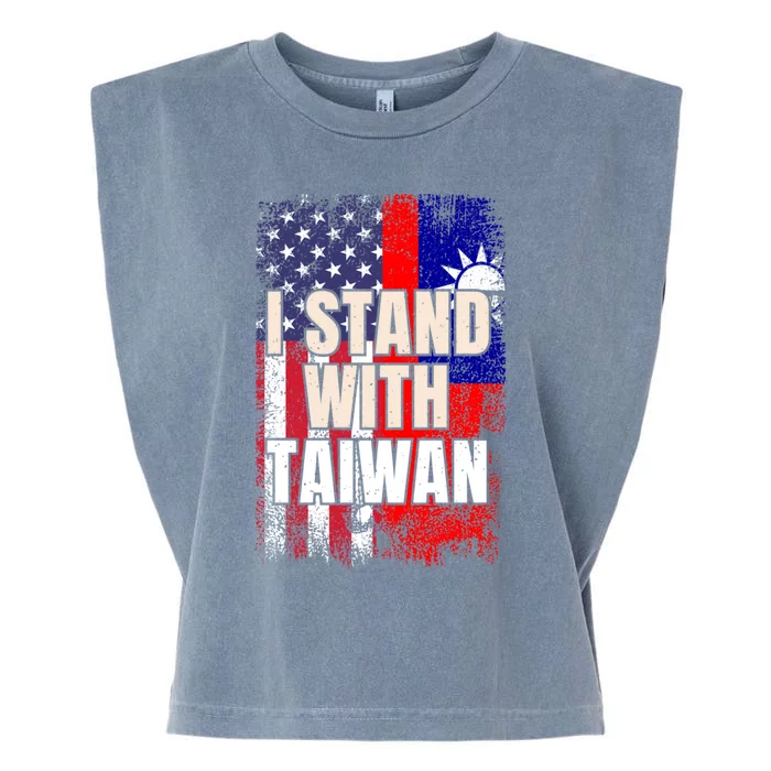 I Stand With Taiwan American Usa Flag Meaningful Gift Garment-Dyed Women's Muscle Tee