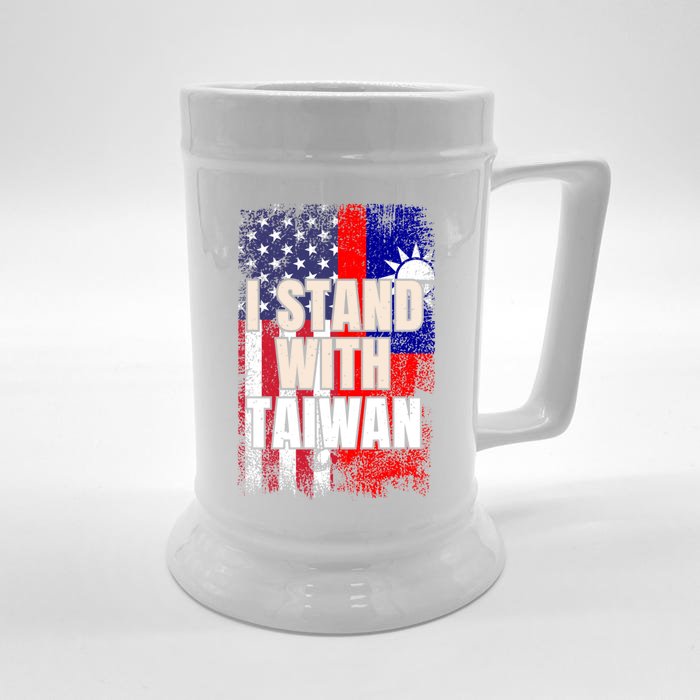 I Stand With Taiwan American Usa Flag Meaningful Gift Front & Back Beer Stein