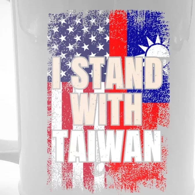 I Stand With Taiwan American Usa Flag Meaningful Gift Front & Back Beer Stein