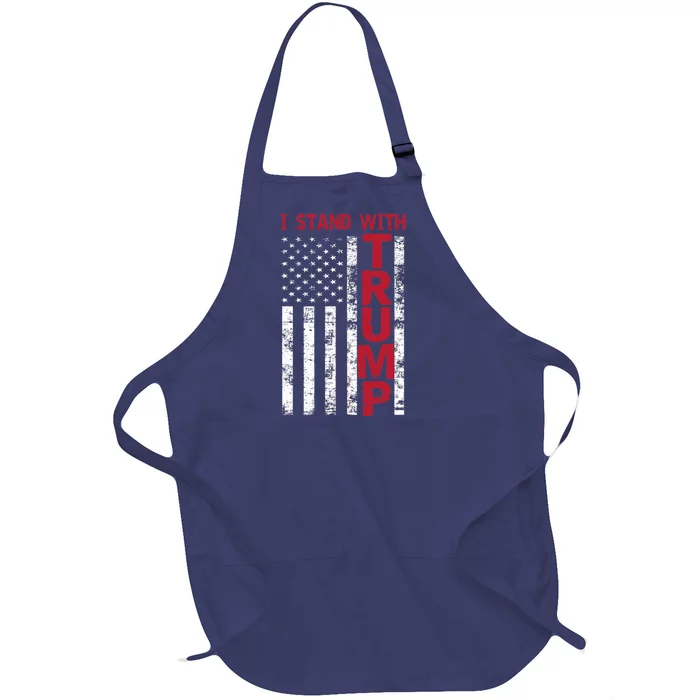 I Stand With Trump I Stand With America Cool Patriotic Full-Length Apron With Pocket