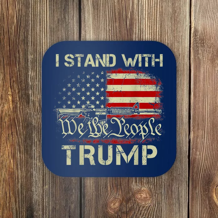 I Stand With Trump American Flag Woman USA Vintage Coaster