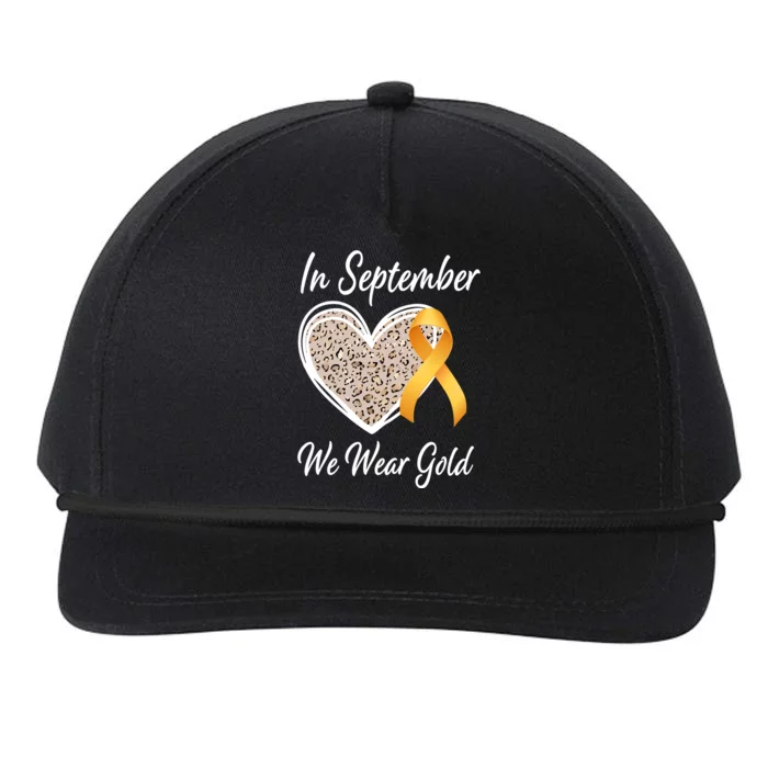 In September We Wear Gold Leopard Print Rainbow Childhood Cancer Awareness Snapback Five-Panel Rope Hat