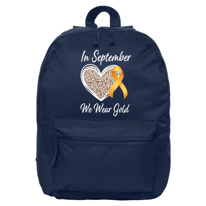 In September We Wear Gold Leopard Print Rainbow Childhood Cancer Awareness 16 in Basic Backpack