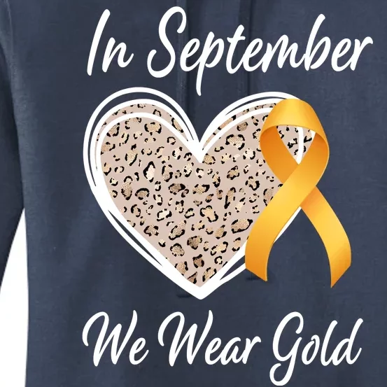 In September We Wear Gold Leopard Print Rainbow Childhood Cancer Awareness Women's Pullover Hoodie