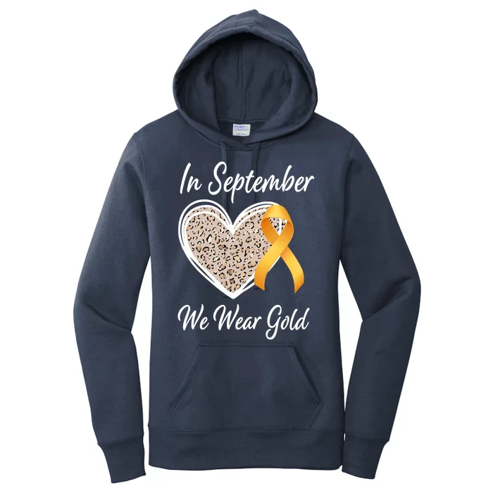 In September We Wear Gold Leopard Print Rainbow Childhood Cancer Awareness Women's Pullover Hoodie