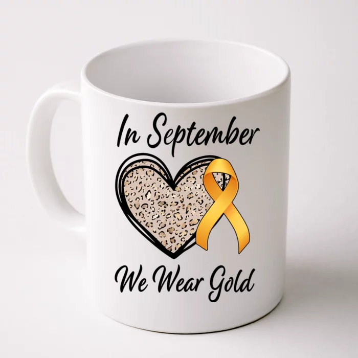 In September We Wear Gold Leopard Print Rainbow Childhood Cancer Awareness Front & Back Coffee Mug