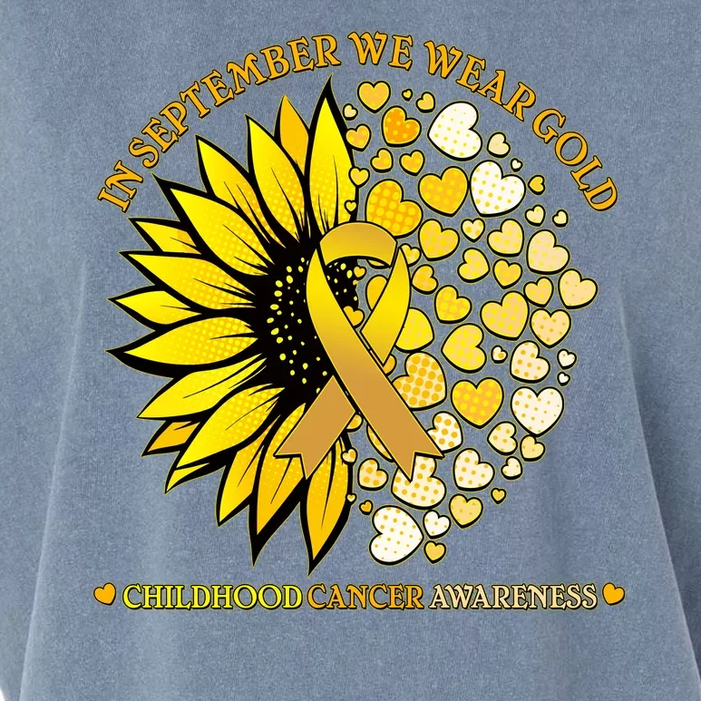 In September We Wear Gold Childhood Cancer Awareness Sunflower Ribbon Garment-Dyed Women's Muscle Tee