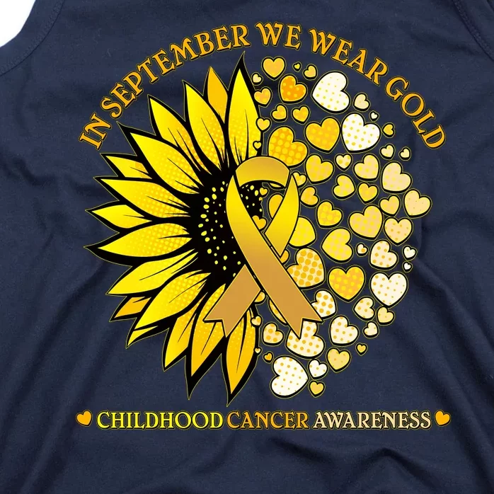 In September We Wear Gold Childhood Cancer Awareness Sunflower Ribbon Tank Top