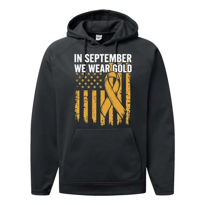 In September We Wear Gold Childhood Cancer Awareness Performance Fleece Hoodie