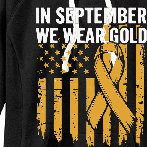 In September We Wear Gold Childhood Cancer Awareness Women's Fleece Hoodie