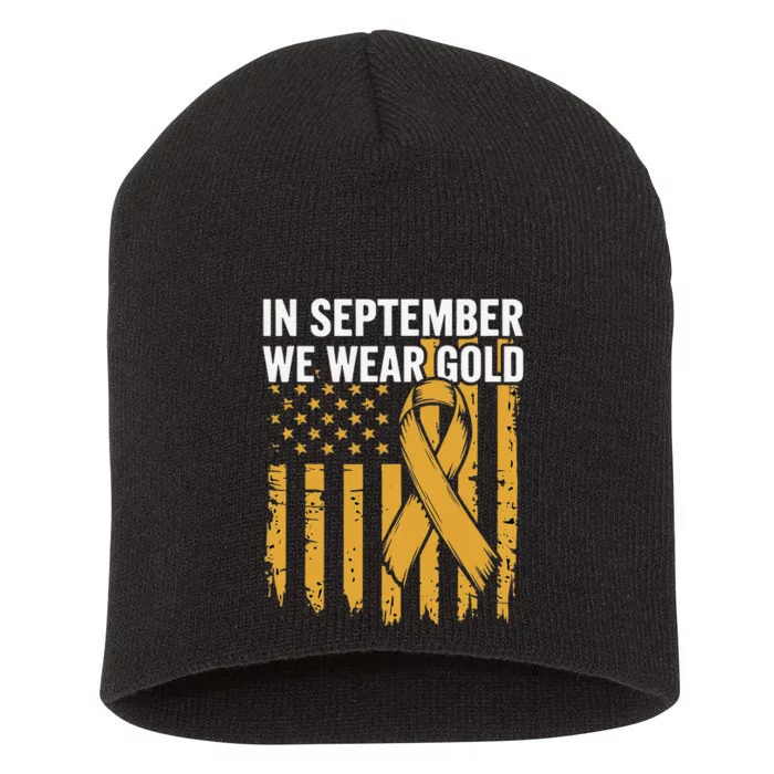 In September We Wear Gold Childhood Cancer Awareness Short Acrylic Beanie